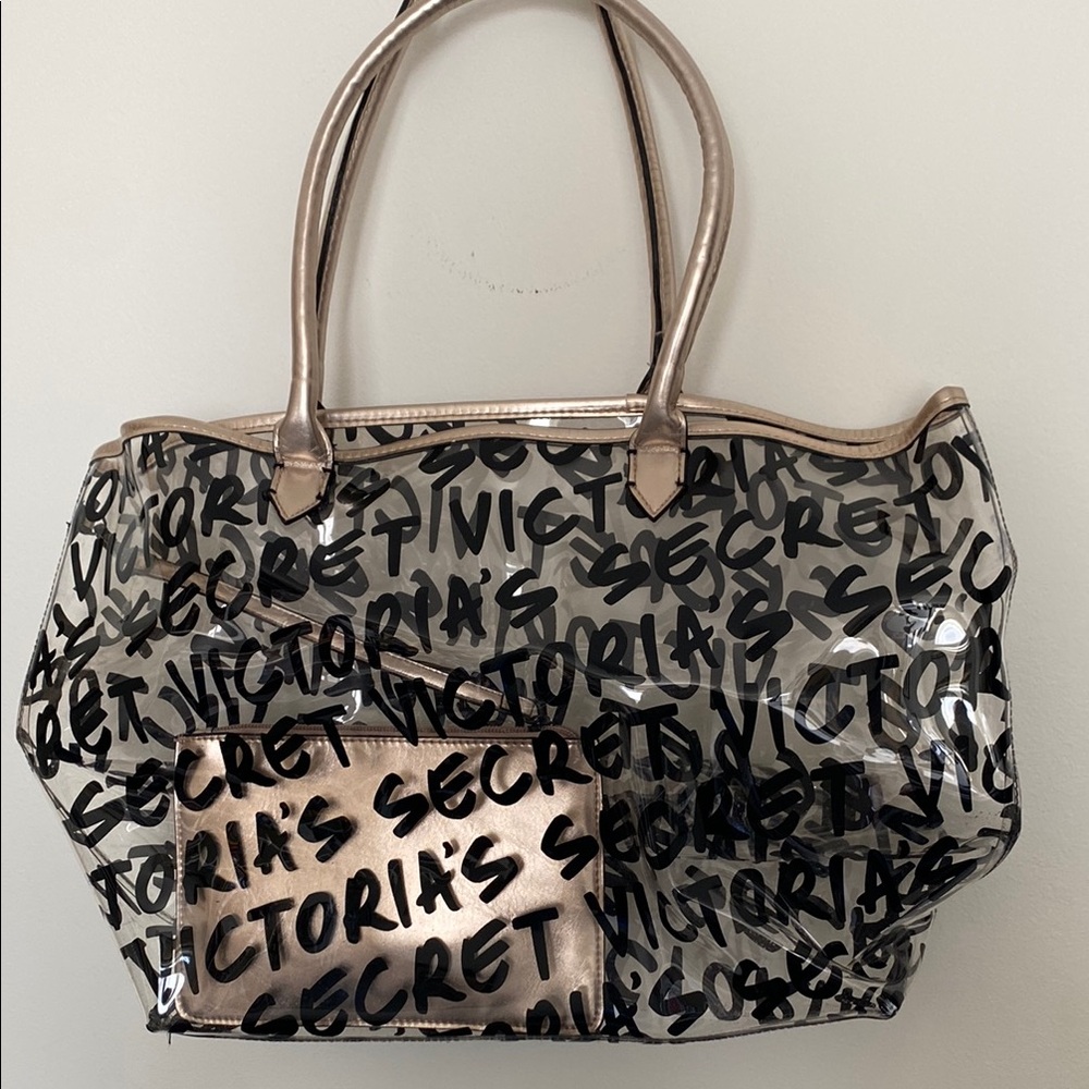 Victoria's Secret Black and Gold Tote Bag